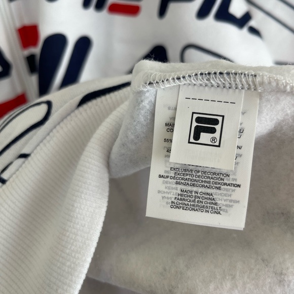 FILA NWT $65 All Over Print Logo White Hoodie Cypress Zip Jacket Large Y2K New - Picture 10 of 11